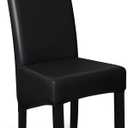 lygooh Waterproof PU Leather XL Chair Covers for Dining Chair Stretch High Back Large Chair Covers Washable Removable Seat Covers Chair Protector Slipcover for Dining Kitchen (set of 6, Black)