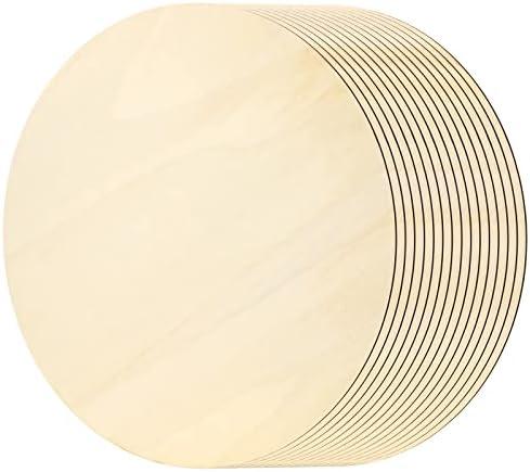 MAHIONG 5 Pack 14 Inch 1/8 Thick Round Wood Circles, Natural Premium Unfinished Wood Circles Wood Rounds, Circles for Crafts Door Hangers Acrylic Painting