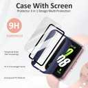 2 x IEOVIEE Screen Protector for Samsung Galaxy Fit 3, 3-Pack Full Around Hard PC Tempered Glass Case with Sensitive Touch Film Protective Case (Black+Clear+Navy Blue)