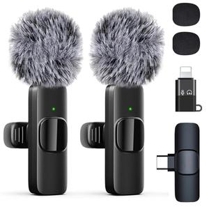 LOOBOAKY Professional Wireless Lavalier Microphone for iPhone, iPad, Android Phone, Mini Microphone, Wireless Lapel Mic for Video Recording, Interview Podcast Vlog YouTube Tiktok for Content Creators