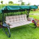Outside Benches Cushion with Backrest, Thicken Waterproof Swing Cushions 2/3 Seater Replacement, Porch Swing Cushions Outdoor (Beige, 55"x40")