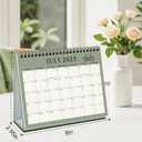 2 x Gannyfer 2026 Desk Calendar, Small Standing Flip Desk Calendar, Use Now to Dec 2026, 18-Month Simplicity Desktop Calendar for Home, School, Office, 6" x 8", Green (3 Stickers Included)
