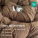 Duvet Cover Set Twin Size Brown Striped Bedding Set for Girls Boys,Modern Back to School Duvet Cover Kids with Zipper Closure and 1 Pillowcase