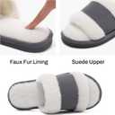 SHIBEVER Women's Slippers Fuzzy Open Toe Slip On Indoor House Shoes Comfy Bedroom Women Slippers (7.5-8, Grey)