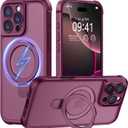 MOCCA Design for iPhone 16 Pro Max Case with Magnetic Invisible Stand [Full Camera Protection] [Compatible with Magsafe] Military Drop Shockproof Translucent Matte Phone Case Cover 6.9",Red