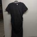 Missufe Women's Short Sleeve Ruched Casual Sundress Midi Bodycon T Shirt Dress (X-Large, Black)