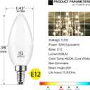 Energetic E12 LED Candelabra Light Bulbs 5.5W (60 Watt Equivalent), 4000K Cool White, 600LM Chandelier Light Bulbs, B11 Candle Bulbs for Ceiling Fan, CA 80 Recessed Can Light, Non-Dimmable, Pack of 6