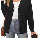 Arach&Cloz Womens Wool Blend Lightweight Spring Business Casual Cardigan Sweaters (Black, XL)