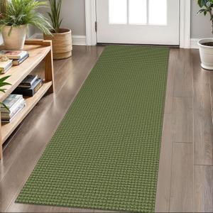 KOZYFLY Runners for Hallways 2x6 ft Washable Kitchen Runner Non Slip Rubber Backed Hall Runners Cotton Entryway Runner Rugs Floor Carpet for Indoor Backdoor Bedroom Kitchen, Bright Green/Earthy Green