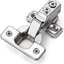 Ravinte 2 Pack 1 Pair Short Arm Kitchen Cabinet Hinges for 1/2 Inch Overlay Cabinet, Brushed Nickel 105 Degree Opening Angle Hinges, Soft Close Concealed with Mounting Screws for Face Frame Door