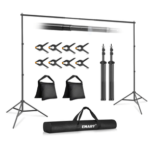 EMART Backdrop Stand 10x7ft(WxH) Photo Studio Adjustable Background Stand Support kit with 2 Crossbars, 8 Clamps, 2 Sandbags and Carry Bag for Parties, Events Decoration, Wedding, Photography