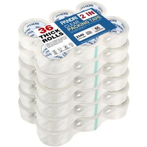 PANDRI Packing Tape, 36 Rolls Heavy Duty Clear Packaging Tape for Shipping Packaging Moving Sealing, 2 inches Wide, 65 Yards Per Roll, Total 2340 Yards
