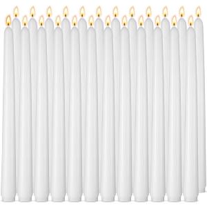 24 Pack White Taper Candle Set, 10 Inch Smokless and Dripless Candlesticks Bulk for Dinner Party Wedding Seasonal Celebration and Daily Home Decoration 24 Pack White Taper Candle Set, 10 Inch Smokless and Dripless Candlesticks Bulk for Dinner Party Wedding Seasonal Celebration and Daily Home Decoration