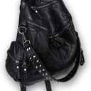 Ro Rox Calamity Womens PU Punk Gothic Uni Studded Backpack - Black, Large