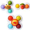 ALASOU 3PCS Pop Suction Cup Spinner Sensory Airplane Travel Toys for 1 Year Old Boy Girl Infant Toddlers|Novelty Spinning Tops 12 18 Months|1 2 Year Old Boy Birthday Gift|Baby Bath Toy Kids Ages 1-3