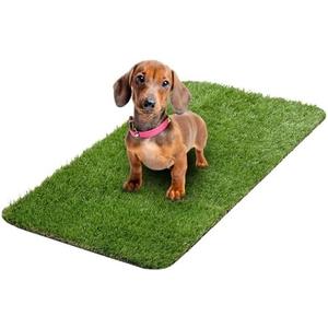 Ottomanson Pet Training Collection Easy Clean Indoor/Outdoor Reusable Training Grass Pad, 15" x 30", Green, Pack of 3