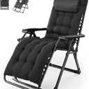 NEWBULIG Zero Gravity Chair, Folding Patio Recliner with Cup Holder Trays | Portable Lounge Chair with Removable Cushion for Beach & Camping, Black