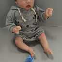 Realistic Reborn Baby Dolls Boy, 22 Inches Realistic Newborn Soft Vinyl Baby Dolls Toy with Bunny Jumpsuit, Birthday Baby Doll Gift for Kids Age 3 +