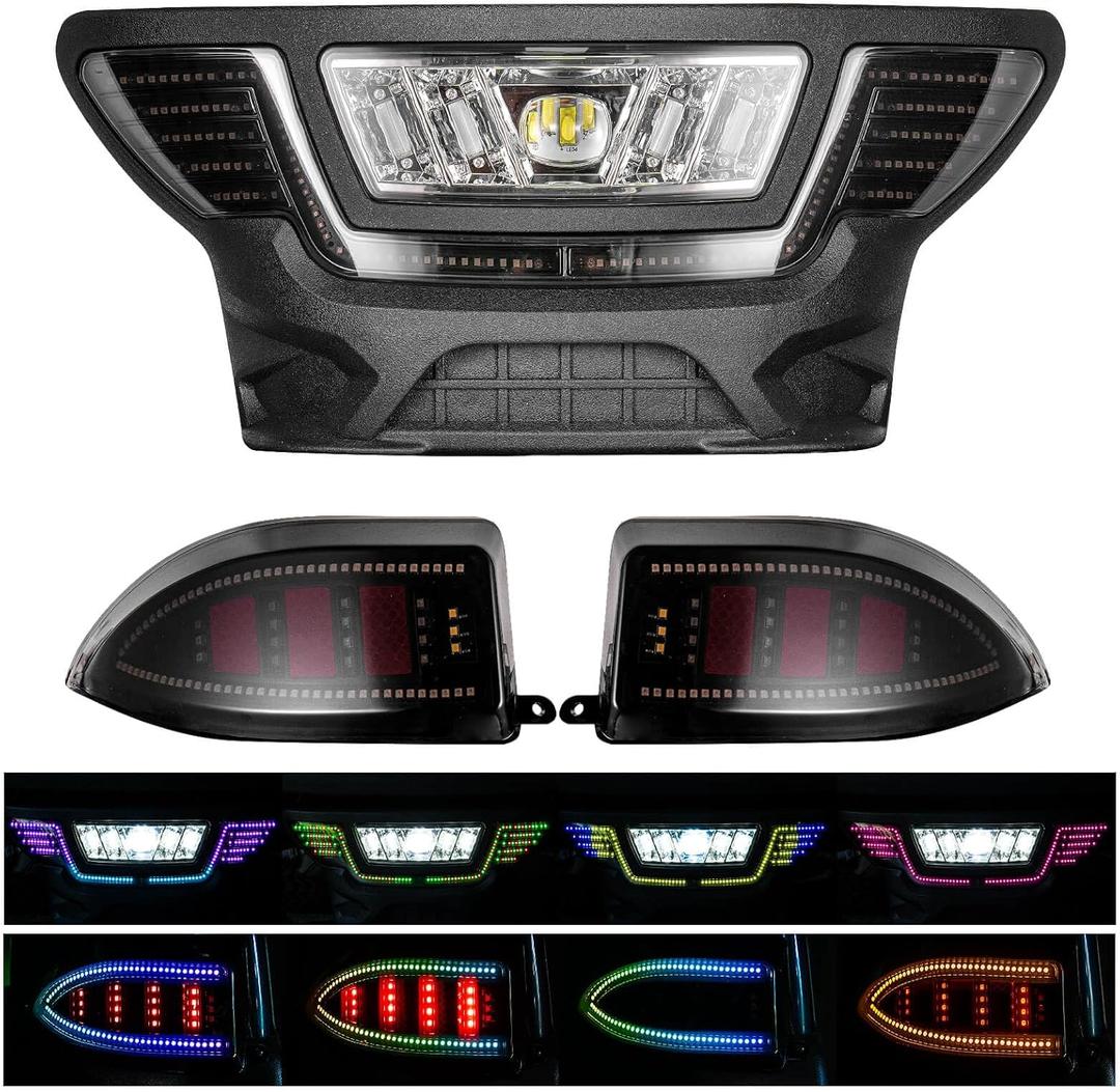 NOKINS Golf Cart Light for Club Car Precedent, Application Control Deluxe LED Light kit, Multi-color Change RGB Headlight Bumper Light,Easy to Install