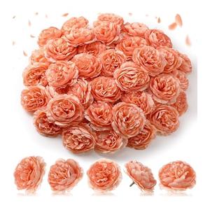 Thiccywoov 50 Pcs Artificial Flowers, 3.2 Inches Silk Rose Head Flowers Fake No Stem for Wedding Bridal Bouquet Home Floral Decor DIY Centerpieces Arrangements Party Tables Decorations (Peach)