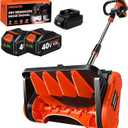40V Cordless Snow Shovel, 13-Inch | 2 x 40V 4.0A Battery Powered Snow Blower, Powerful Brushless Electric Snow Shovels with Quick Charger & Directional Plate for Pathway, Patio, Deck, Driveway