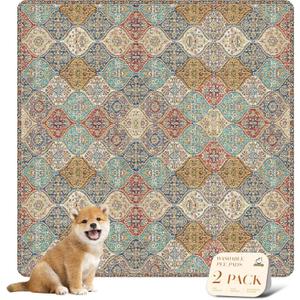 Nunubaby Washable Pee Pads for Dogs, Stylish, Non-Slip and Leak-Proof Pee Pads. Reusable Potty Pads for Dogs for Crates and Floors.(Cream/Multi, 48" x48" )