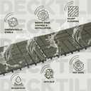 Acacia Wood Decking Tiles 9PCS - Easy Snap Interlocking Deck Tiles for Patio Poolside Balcony Decor - All Weather Waterproof Flooring for Indoor & Outdoor (Round Joints) (9 Pcs - 8.7 Square Ft, Muted Green-12 Slats)