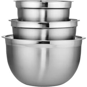 Chicago Metallic Stainless Steel Bowls, Versatile Nesting Mixing Bowls for Every Kitchen Task, Set of 3