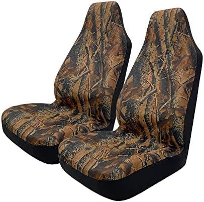 TOYOUN Camo Universal Front Car Seat Covers Waterproof Highback Bucket Seat Covers-Fit Most Cars, Trucks, SUVS, Vans 2 PCS Auto Fabric Seat Covers Camouflage Forest Pattern Car Seat Protector