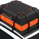 FIVKLEMNZ Car Rooftop Cargo Carrier Roof Bag Waterproof for All Top of Vehicle with/Without Rack Includes Topper Anti-Slip Mat + Reinforced Straps + 6 Door Hooks + Luggage Lock (15 Cubic Feet)