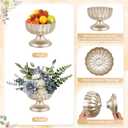 10 Pcs Metal Silver Compote Bowl Vase for Centerpiece 7.8'' Wide 6.3'' High Compote Pedestal Vases Champagne Flower Holder Indoor Outdoor for Wedding Birthday Home Party Decoration