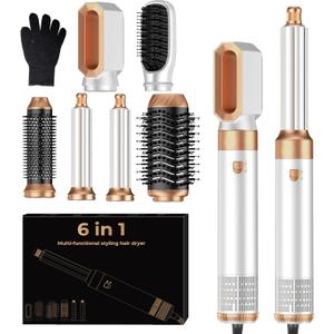 6 in 1 Blow Dryer Brush, Upgrade Hair Dryer Brush Set Negative Ion Air Styler Curling Wrap Air Curler, Hot Air Brush Curling Iron Hair Styling Tools As A Gift for Straight/Curl/Dry/Smooth