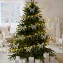 Soulchen 20 ft Christmas Tree Ice Wire Clear Garland with 12 Pcs Butterflies, Bead Acrylic String Crystal Garland Strands for Xmas Tree Wedding Birthday Party Decoration