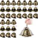 30 Pieces Craft Bells Small Brass Bells for Crafts Mini Vintage Bells with Spring Hooks Tiny for Hanging Wind Chimes Making Dog Training Doorbell Wedding Decor, 1.65 x 1.5 Inch  (Bronze)