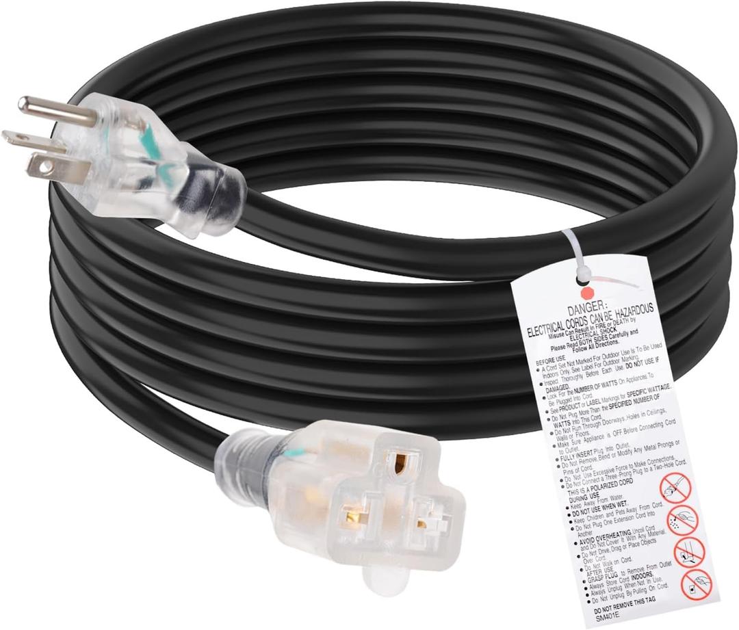 Sekelo 12AWG Heavy Duty 20A Adapter Cord, NEMA 5-20P to 5-15R/5-20R/6-15R/6-20R, 4-in-1 20A 125V to 250V Extension Cord, 10FT