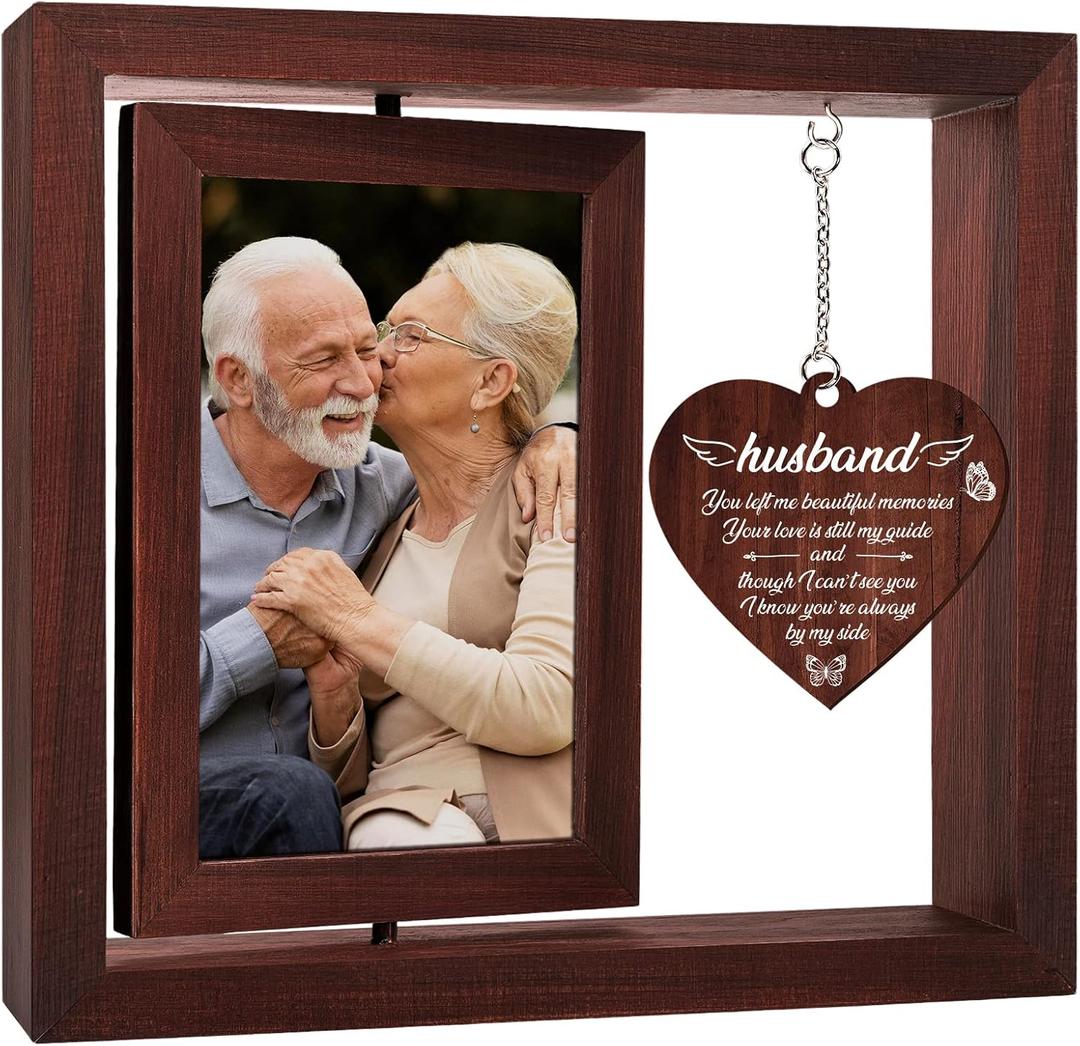 Vetbuosa Memorial Gifts for Loss of Husband Picture Frame, Sympathy Gifts for Loss of Husband, Bereavement Remembrance Funeral Condolence Gifts for Loss of Husband, Fits 4x6 In Photo