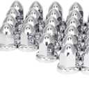 Chrome Lug Nut Covers 40 Pcs - 33mm Bullet Flanged ABS Plastic, Easy Push-On Installation, Anti-Rust Durability, Precision Fit for Semi Truck Wheels
