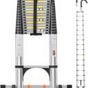 Telescoping Ladder 20.3 FT,Aluminum Lightweight Extension Ladder with 2 Triangle Stabilizers and 2 Detachable Hooks,Safety Lock Slow Down Design Collapsible Telescopic Ladder for Home Outdoor
