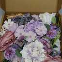 Floweroyal Artificial Flowers Combo Purple Flowers Mix Silk Flowers Dahlia Roses with Stems for DIY Wedding Bridal Bouquets, Baby Shower, Floral Arrangement, Table Centerpieces, Home Decorations.