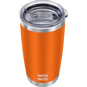 WETOWETO 20oz Insulated Stainless Steel Tumbler, Double Wall Vacuum Leak-proof Travel Coffee Mug, Powder Coated Water Cup (Orange, 1 Pack)