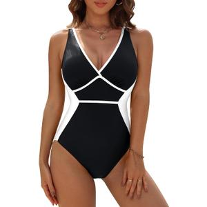 Blooming Jelly Women Tummy Control Swimsuits One Piece Modest Bathing Suit Lace Up Slimming Swim Suits 2025 (Medium, Black)