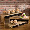 MyGift 21 Inch Rustic Burnt Dark Brown Wood Cake / Dessert Display Riser Stands with Chalkboard Panels
