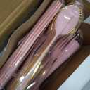 WDF 180 Pieces Pink Plastic Silverware with Gold -Pink Plastic Utensils Set - 60 Guest Pink Cutlery Disposable for Birthday/Party/Wedding