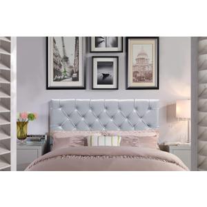 Iconic Home Rivka Headboard Velvet Upholstered Diamond Button Tufted Modern Transitional, Twin, Silver