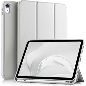 Akkerds Compatible with iPad (A16) 11th Generation Case 11 Inch 2025, for iPad 10th Generation Case 10.9 Inch 2022 with Pencil Holder, Slim Trifold Stand Protective Cover with Soft TPU Back,Light Gray