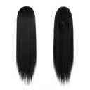 BARSDAR Short Straight Ponytail Extension - 14 Inch Drawstring Black Ponytail Hair Extensions for Women - Synthetic Fake Pony Tails Hairpieces Clip in Straight Ponytails Daily - Jet Black