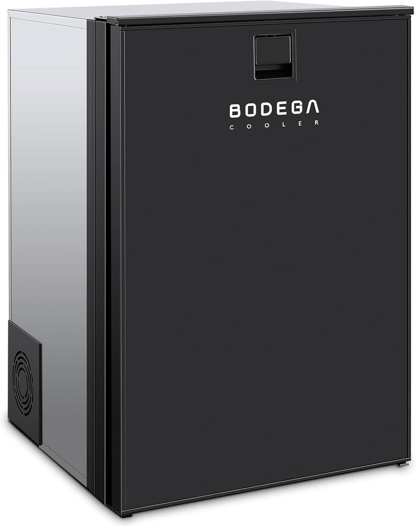 BODEGA BODEGACOOLER 12-Volt Refrigerator, 116.2-Quart RV Refrigerator with Freezer, Dual-Mode RV Fridge with LED, 5-50 Travel Compressor Cooler 12/24V DC for Boat, Caravan, Truck, Camping (Black)