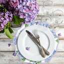 100 Pcs Hydrangea Butterfly Paper Placemats 13 Inch Scalloped Paper Placemats Spring Summer Hydrangea Disposable Table Mats for Dinner Table Setting Birthday Wedding Bridal Shower Party Decor