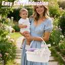 OIAHOMY Gift Basket with Long Handles, Large Woven Baskets for Gifts with Gift Bag, Ribbons and Lace, Cotton Rope Storage Basket for Birthdays, Baby Showers, Picnic, Wedding DIY Presents - White