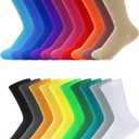 Yaomiao 20 Pairs Colorful Boys Solid Dress Socks Breathable Lightweight Cotton Crew Socks for Casual Athletic Boys Girls